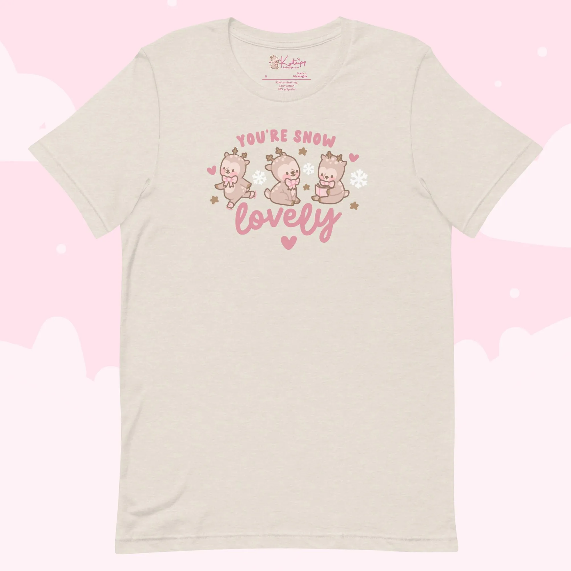 You're Snow Lovely Kawaii Reindeer Christmas T-Shirt | Cute Holiday Graphic Tee for Winter