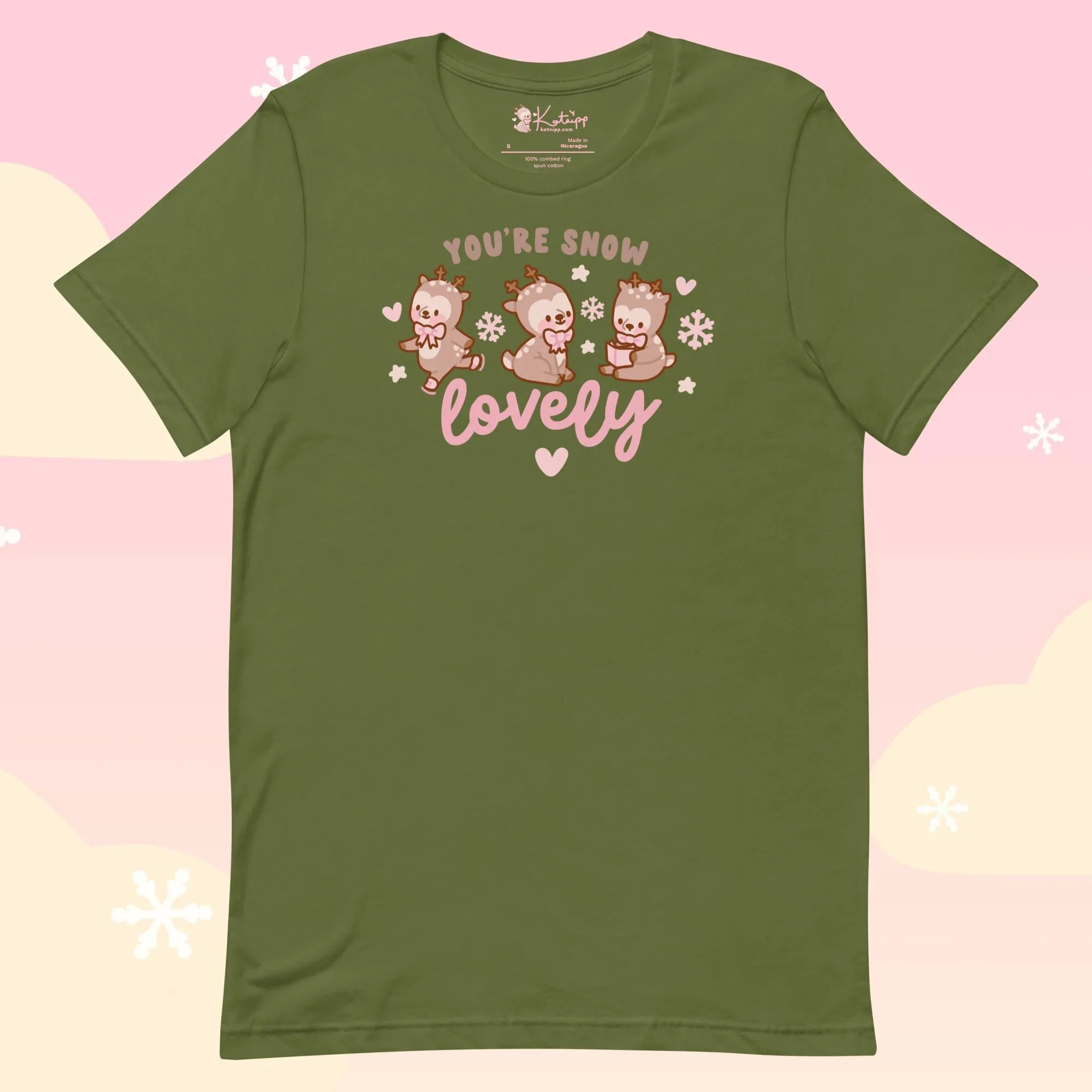 You're Snow Lovely Kawaii Reindeer Christmas T-Shirt | Cute Holiday Graphic Tee for Winter