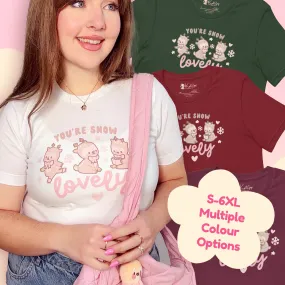 You're Snow Lovely Kawaii Reindeer Christmas T-Shirt | Cute Holiday Graphic Tee for Winter