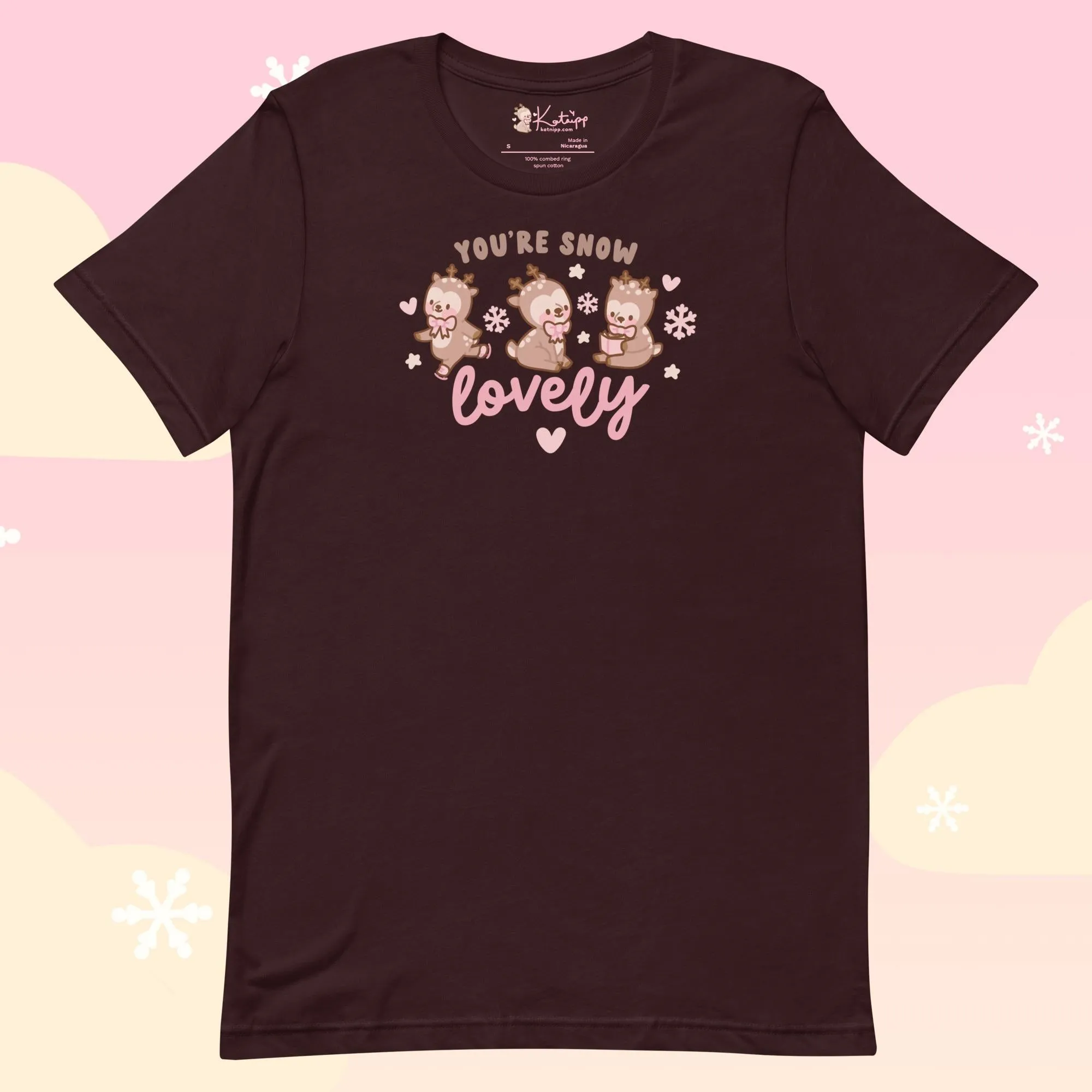 You're Snow Lovely Kawaii Reindeer Christmas T-Shirt | Cute Holiday Graphic Tee for Winter