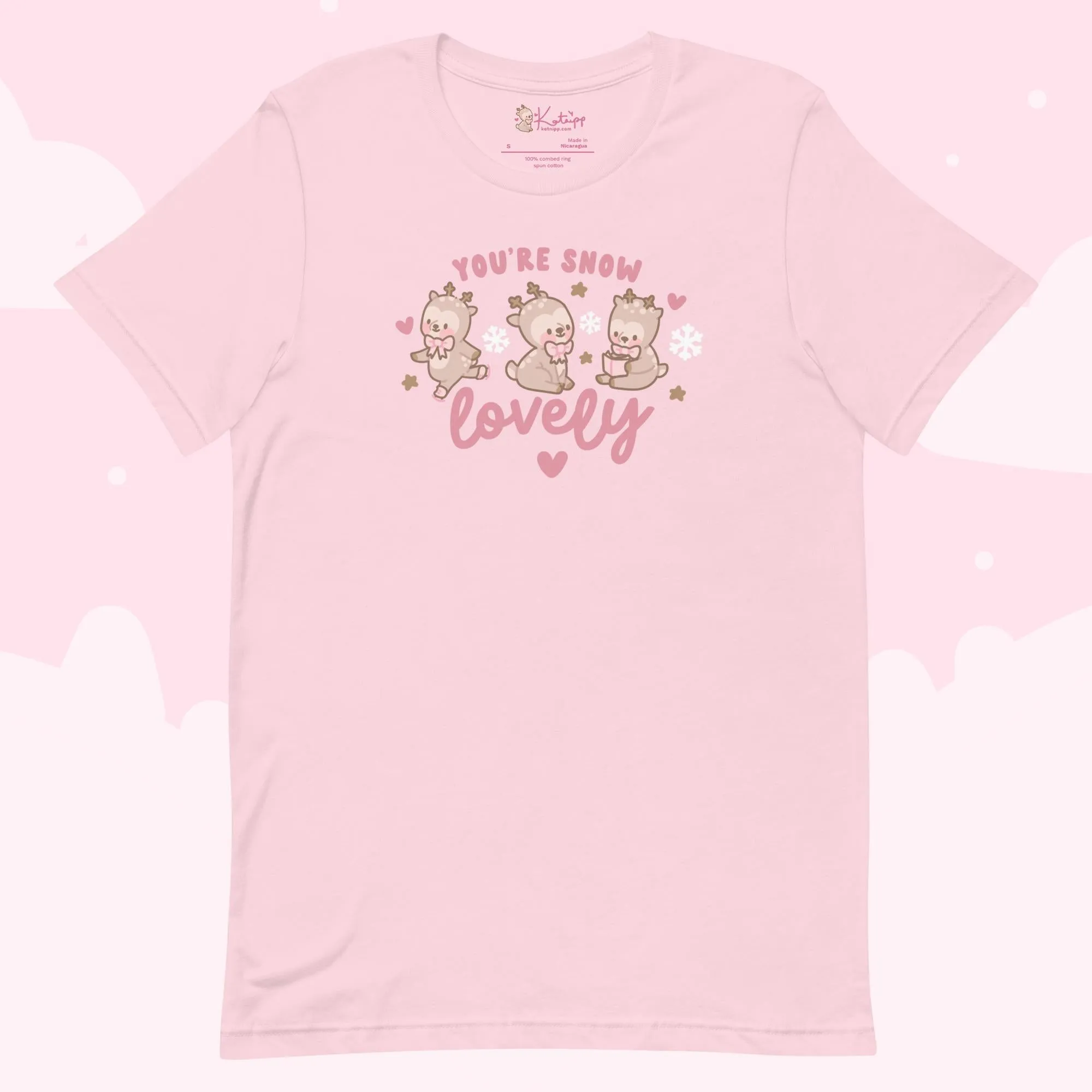 You're Snow Lovely Kawaii Reindeer Christmas T-Shirt | Cute Holiday Graphic Tee for Winter